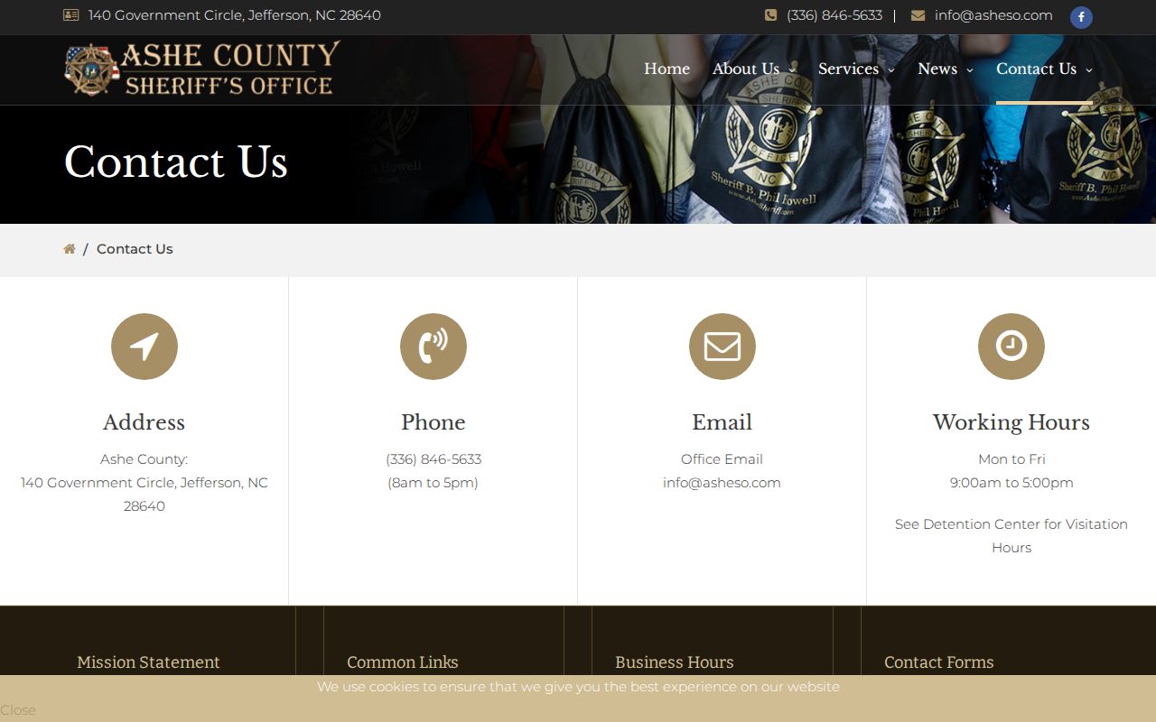 Ashe County Detention Center release record contact source