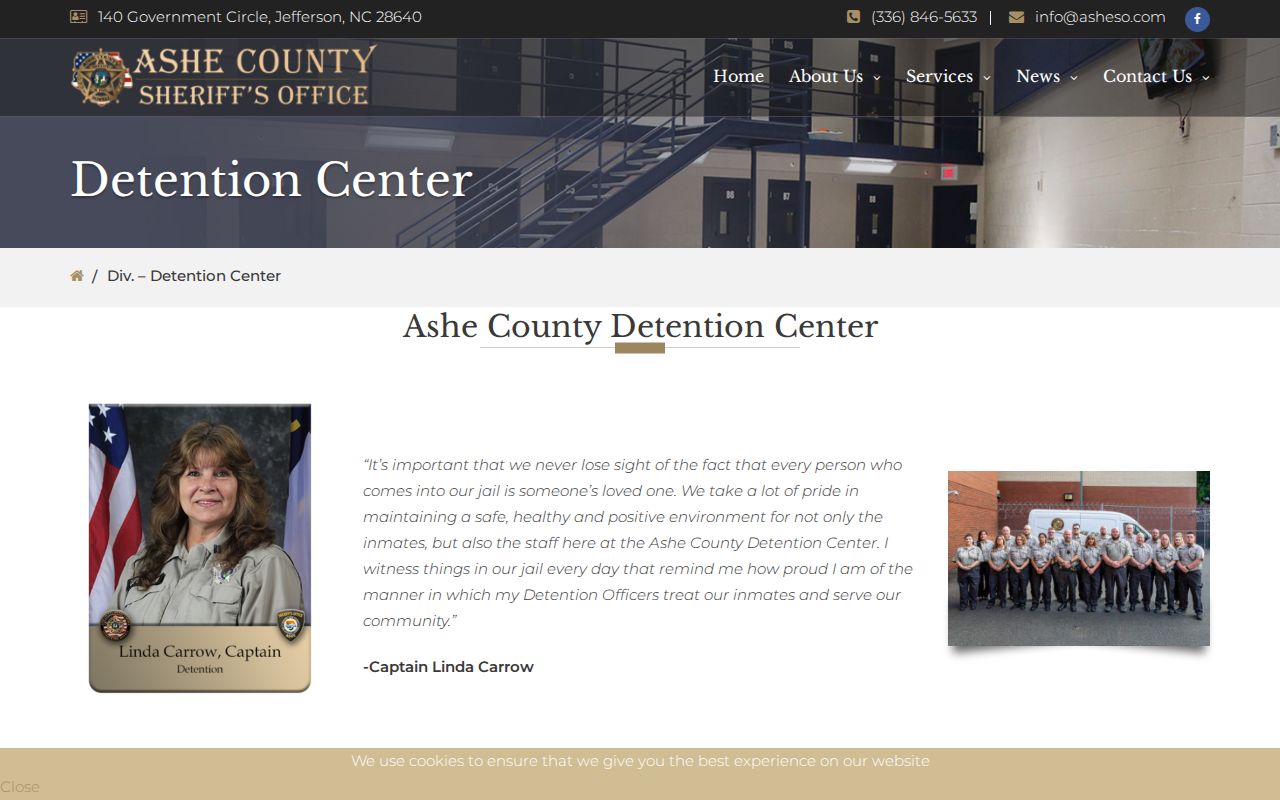 Ashe County Detention Center release facility information